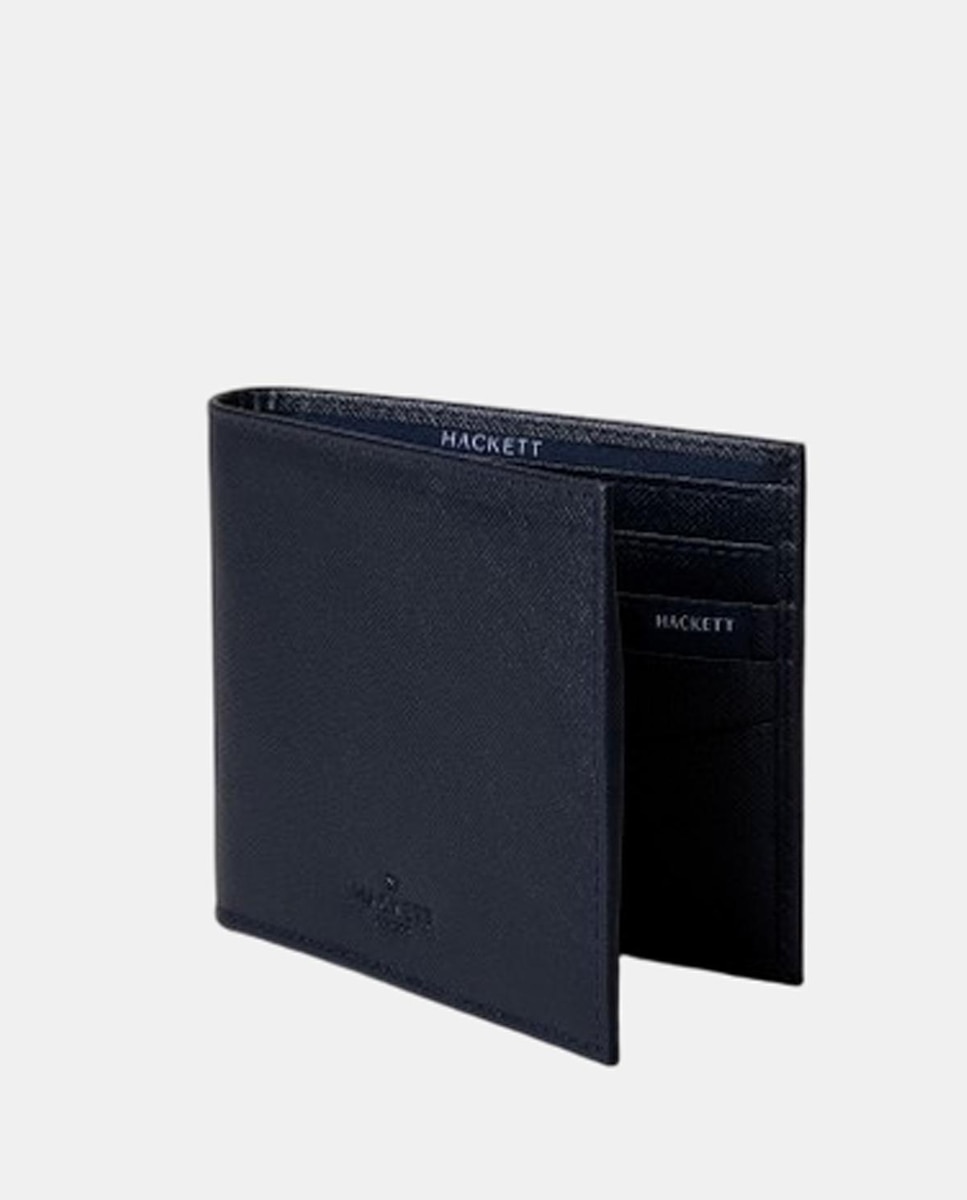 Carteira em Pele para Cartões e Notas com Logótipo Gravado Azul-3