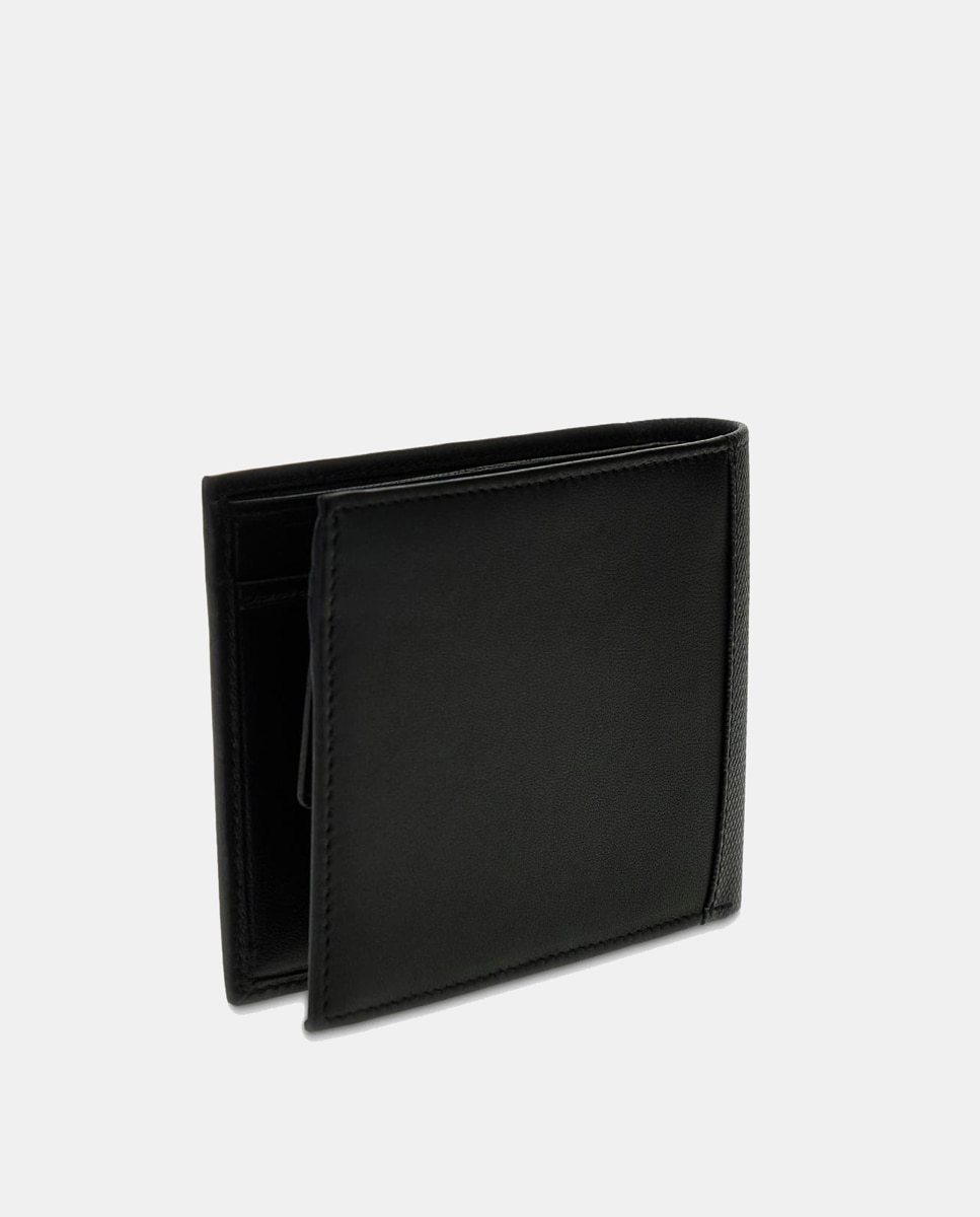 Carteira Bifold de Tamanho Médio com Estrutura Dobrável Preto-2