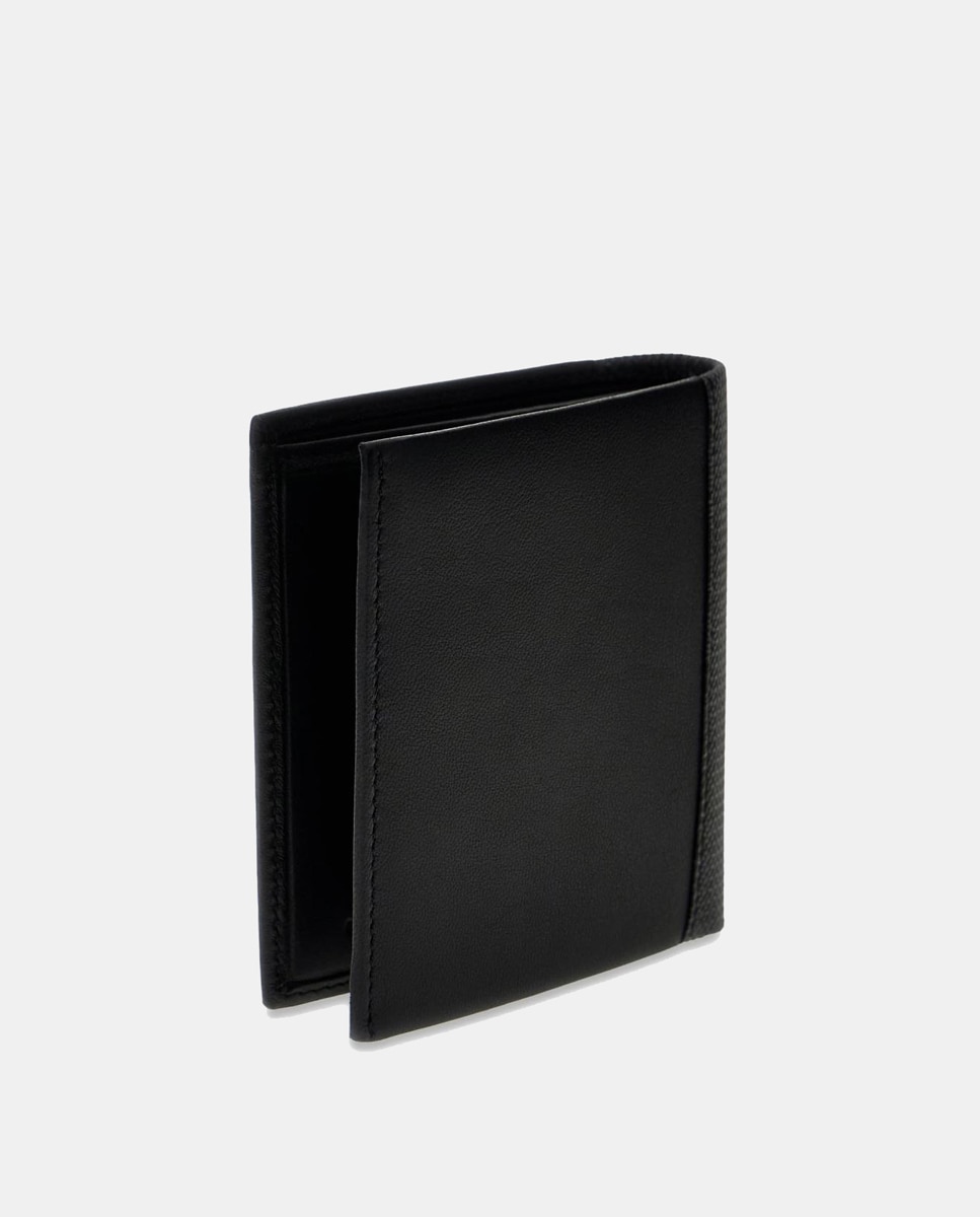 Carteira Bifold de Tamanho Médio com Estrutura Dobrável Preto-2