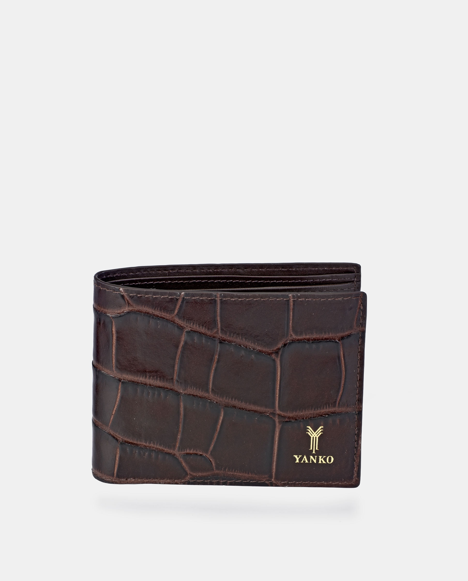 Americano en piel grabada de hombre - Yanko - Marrón Marrón-1