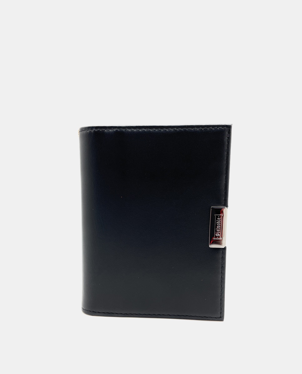 Carteira com Porta-Moedas Interior e em Pele - Preto Preto-1