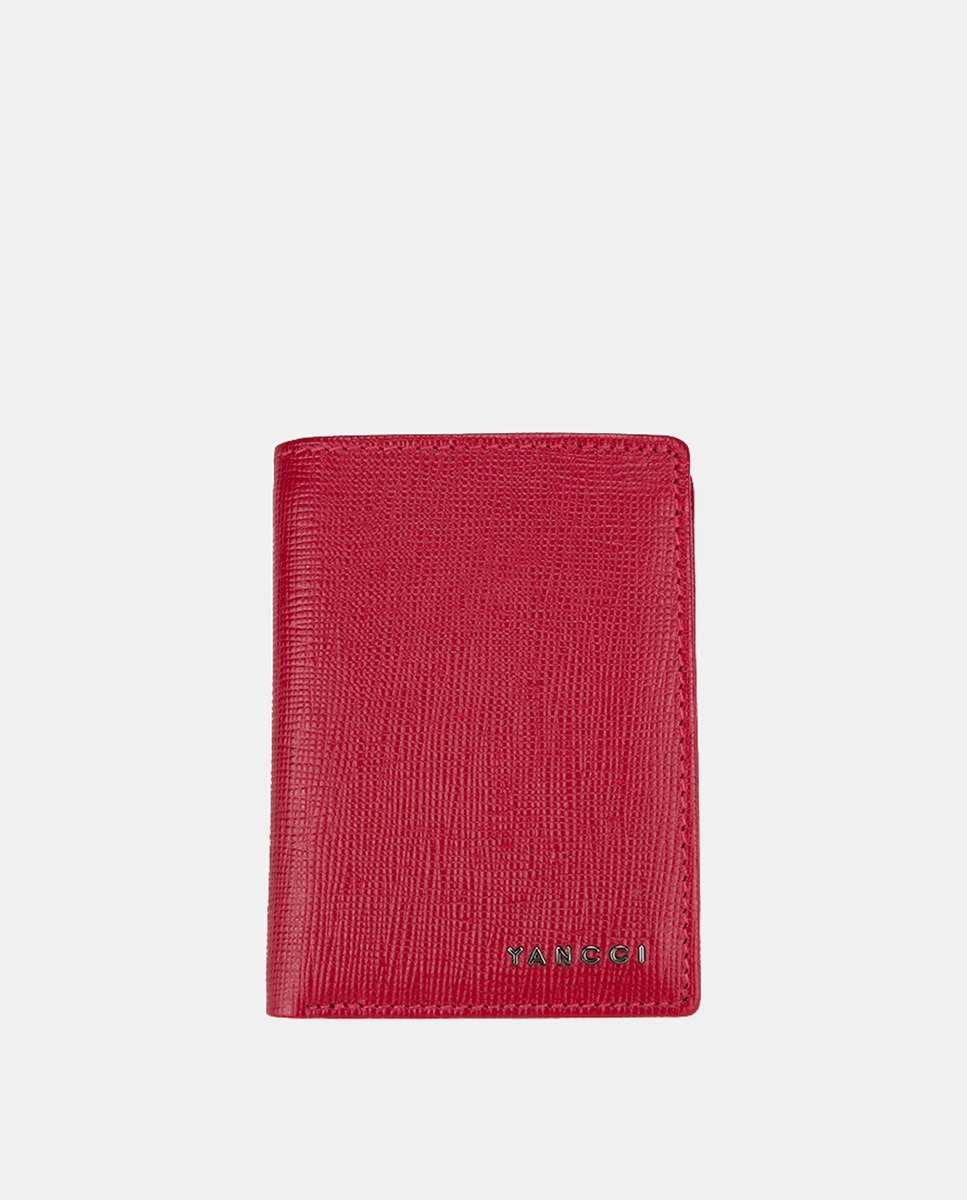 Carteira Vertical com Secção para Notas e Logótipo de Metal Vermelho-1
