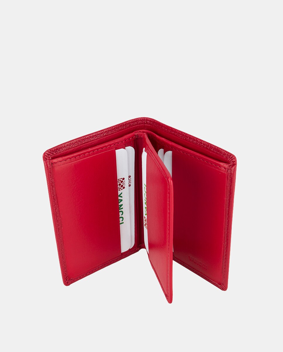 Carteira Vertical com Secção para Notas e Logótipo de Metal Vermelho-2