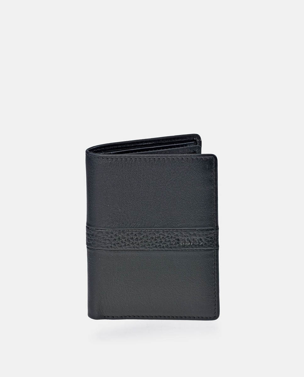 Cartera tarjetero hombre YANKO en piel color - Negro Negro-1