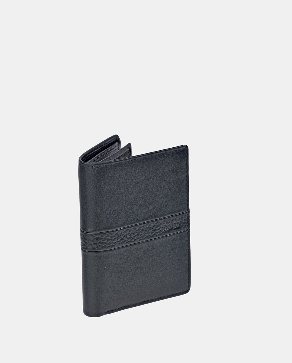 Cartera tarjetero hombre YANKO en piel color - Negro Negro-2