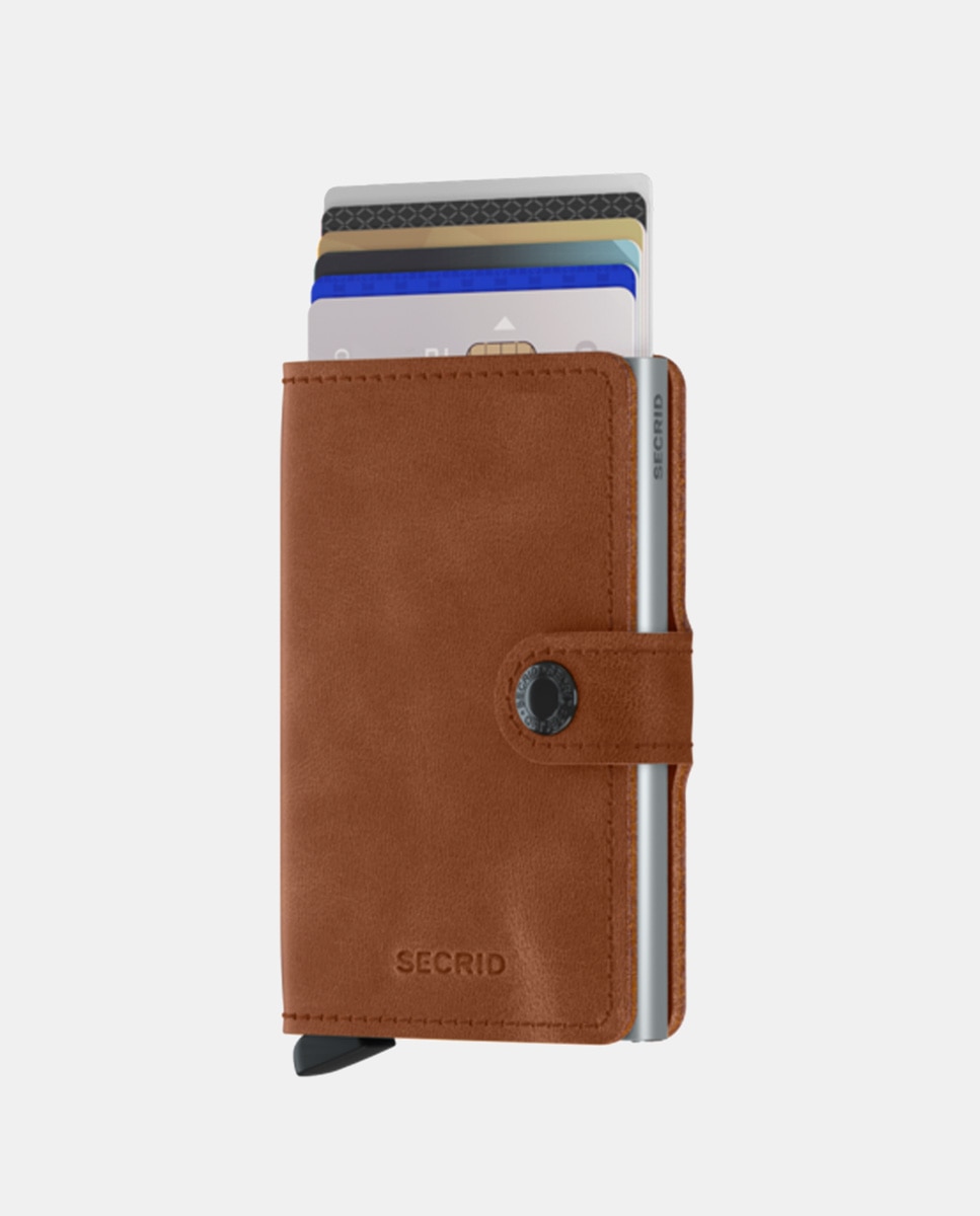 Porta-Cartões em Pele Vintage com Proteção RFID - Conhaque Castanho-2