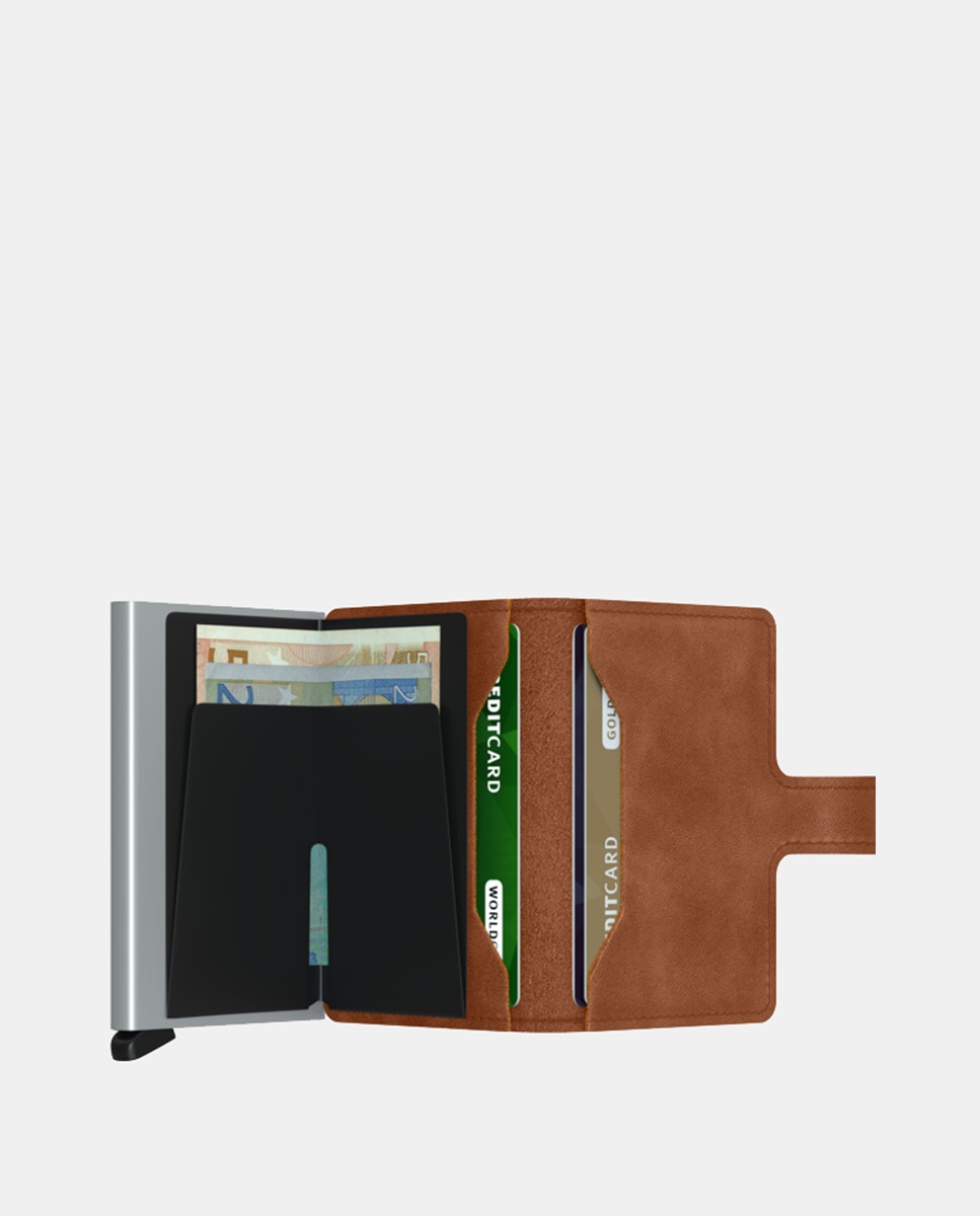 Porta-Cartões em Pele Vintage com Proteção RFID - Conhaque Castanho-3
