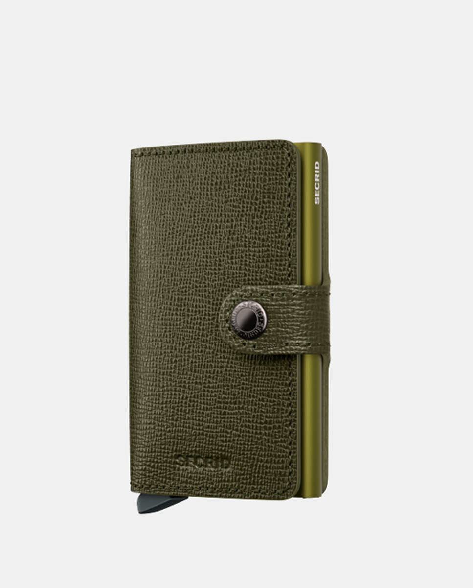 Porta-Cartões em Pele Crisple com Proteção RFID - Caqui Verde-1