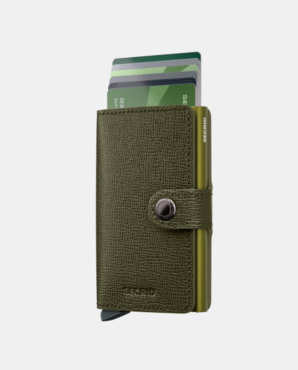 Porta-Cartões em Pele Crisple com Proteção RFID - Caqui Verde-2