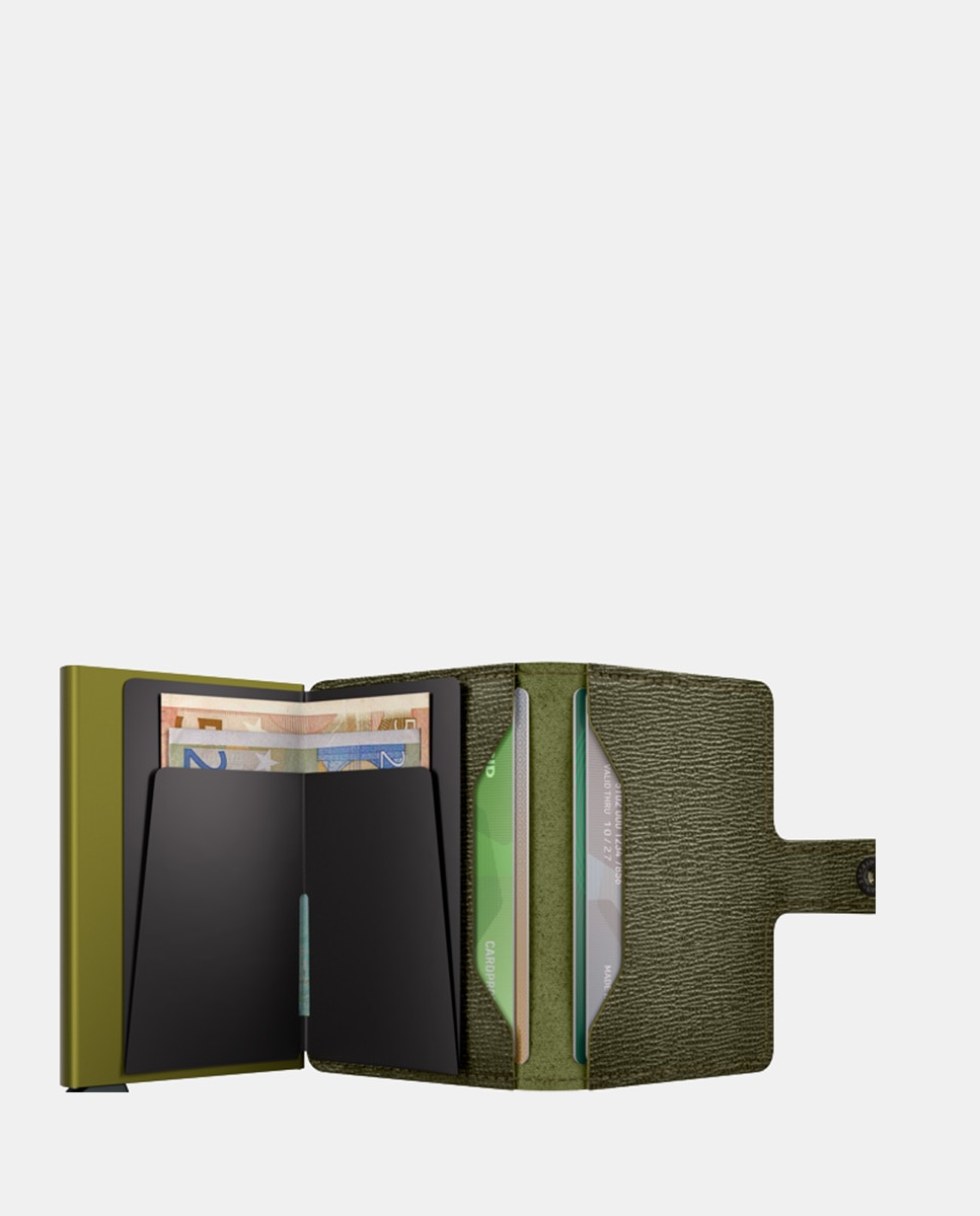 Porta-Cartões em Pele Crisple com Proteção RFID - Caqui Verde-3
