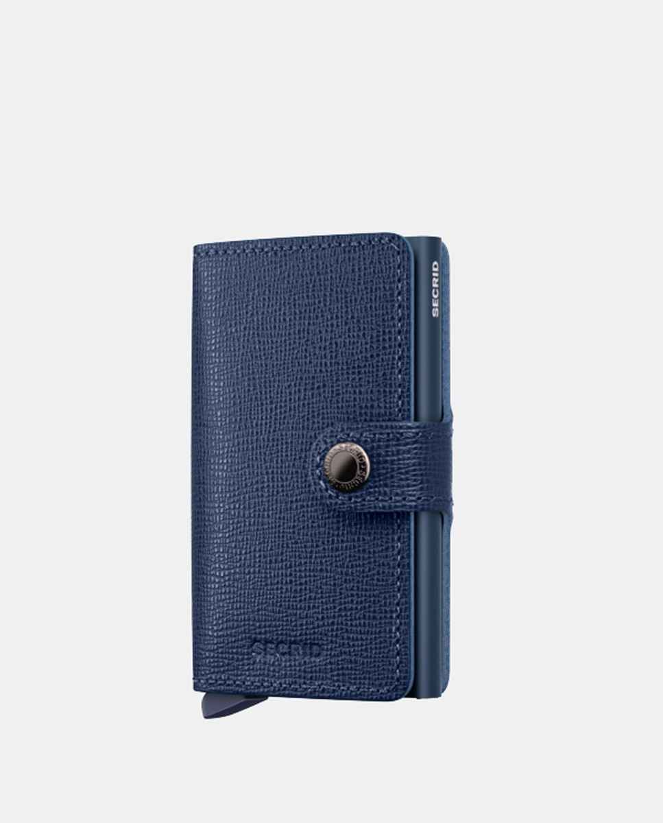 Porta-Cartões em Pele Crisple com Proteção RFID - Caqui Azul-1