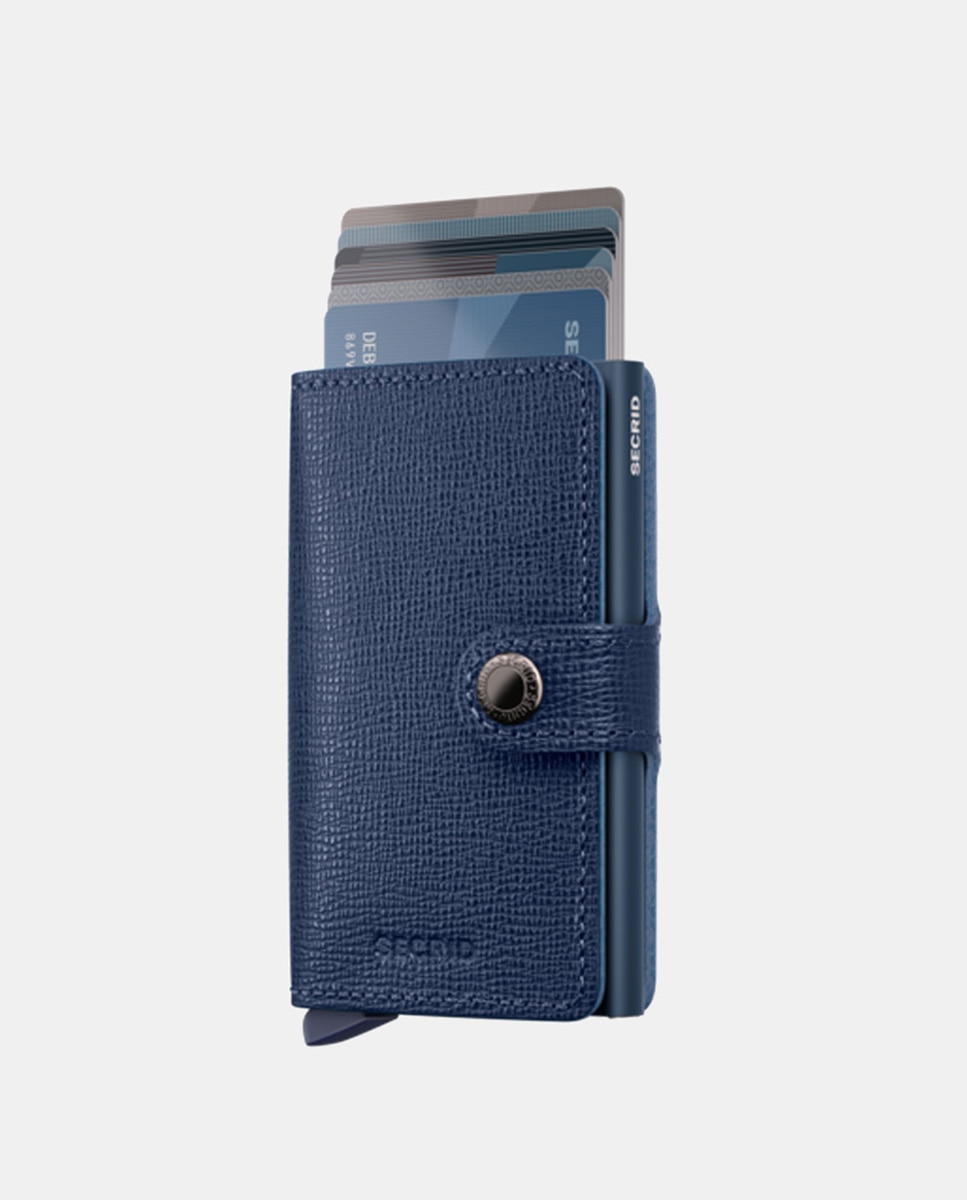 Porta-Cartões em Pele Crisple com Proteção RFID - Caqui Azul-2