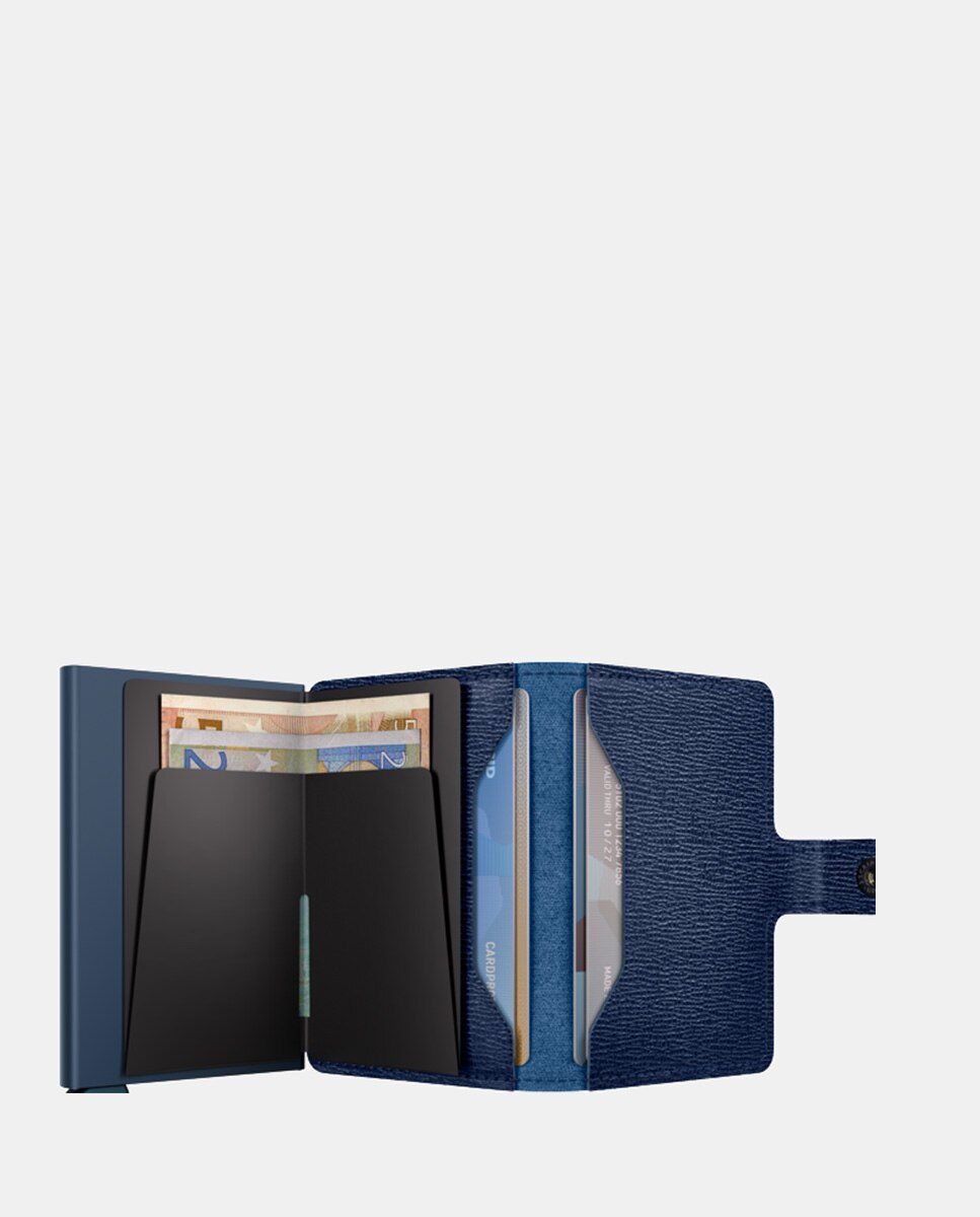 Porta-Cartões em Pele Crisple com Proteção RFID - Caqui Azul-3