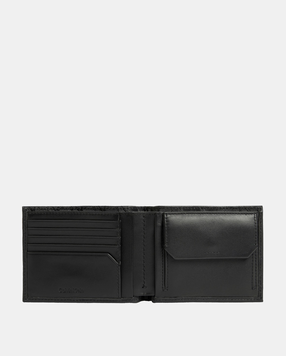 Carteira Bifold com Estampado de Monograma Preto-3