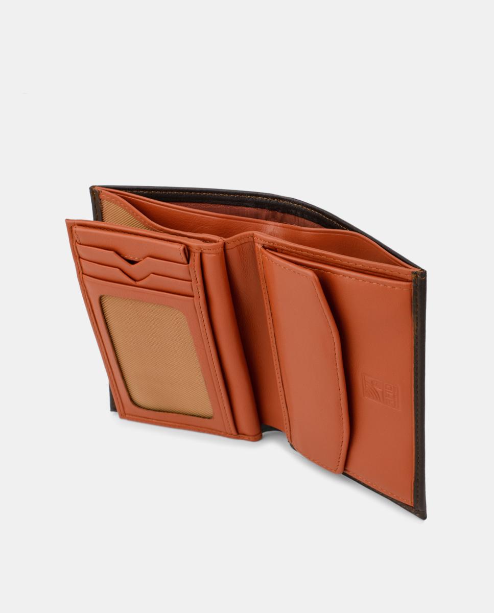 Carteira Vertical com Porta-Moedas Interior Castanho-4