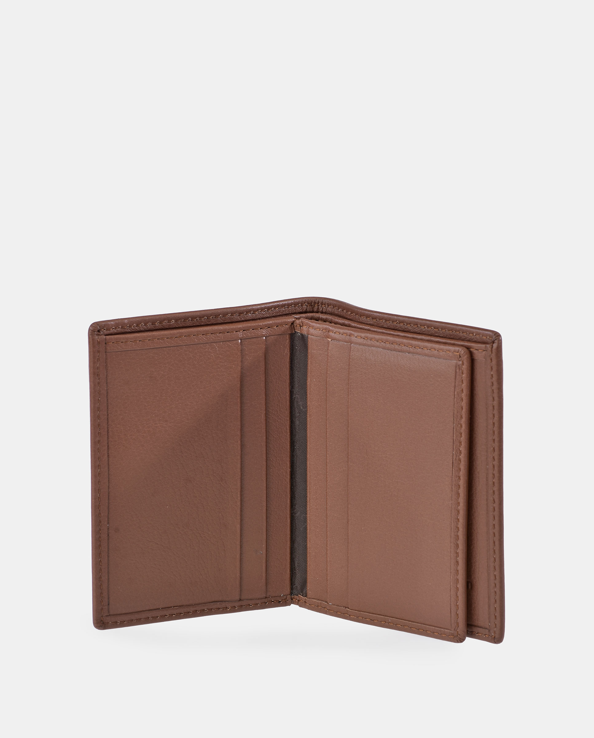Carteira em Pele com Porta-Cartões e Costuras Azuis - Preto Camel-2