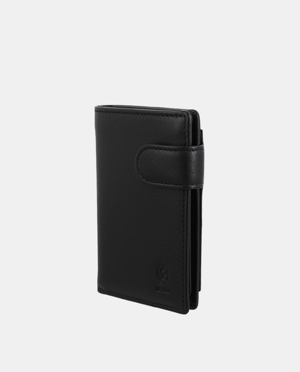 Cartera de piel marrón con monedero y broche de hombre - El Potro - Negro Negro-2