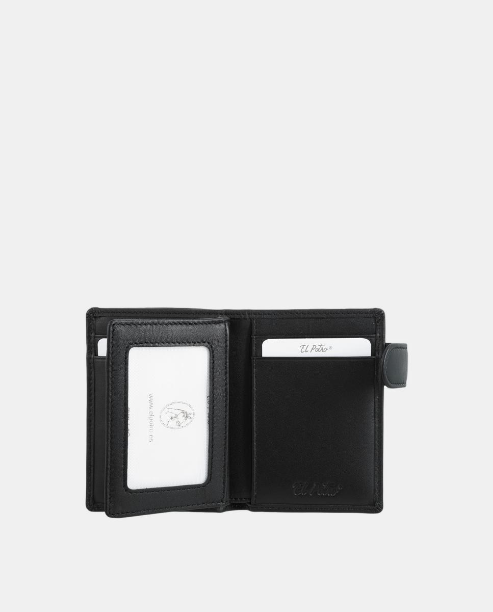 Cartera de piel marrón con monedero y broche de hombre - El Potro - Negro Negro-4