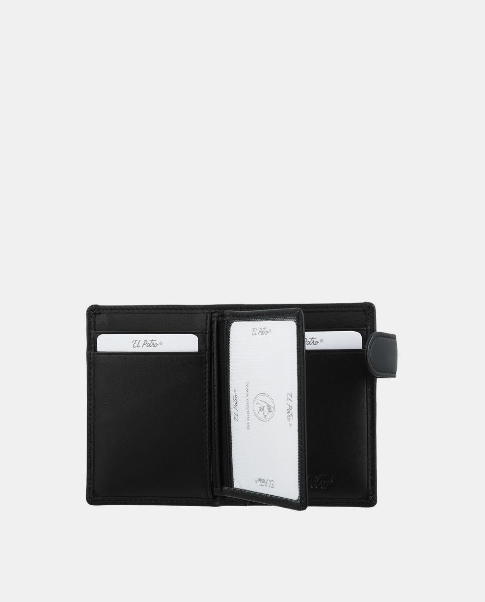 Cartera de piel marrón con monedero y broche de hombre - El Potro - Negro Negro-5