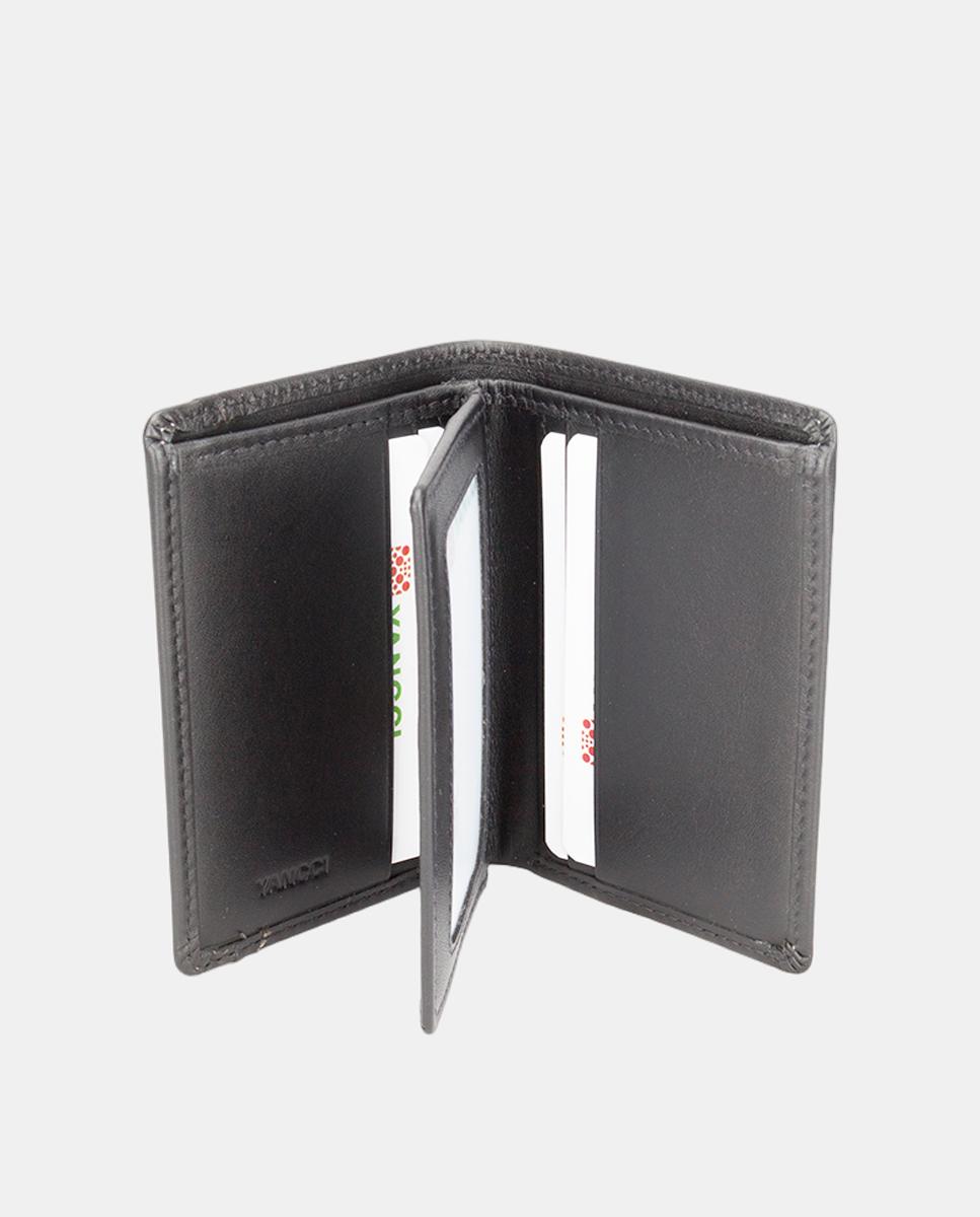 Carteira Vertical em Pele com Lavagem e Logótipo Gravado Acima, à Direita Preto-2