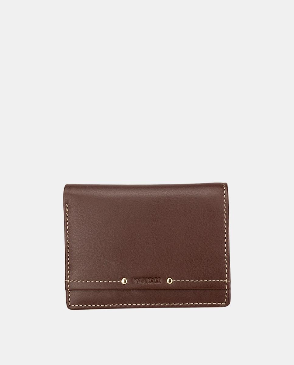 Imagen 1 de Cartera vertical de hombre en piel lavada, con logo grabado arriba a la derecha - Yancci - Marrón Marrón
