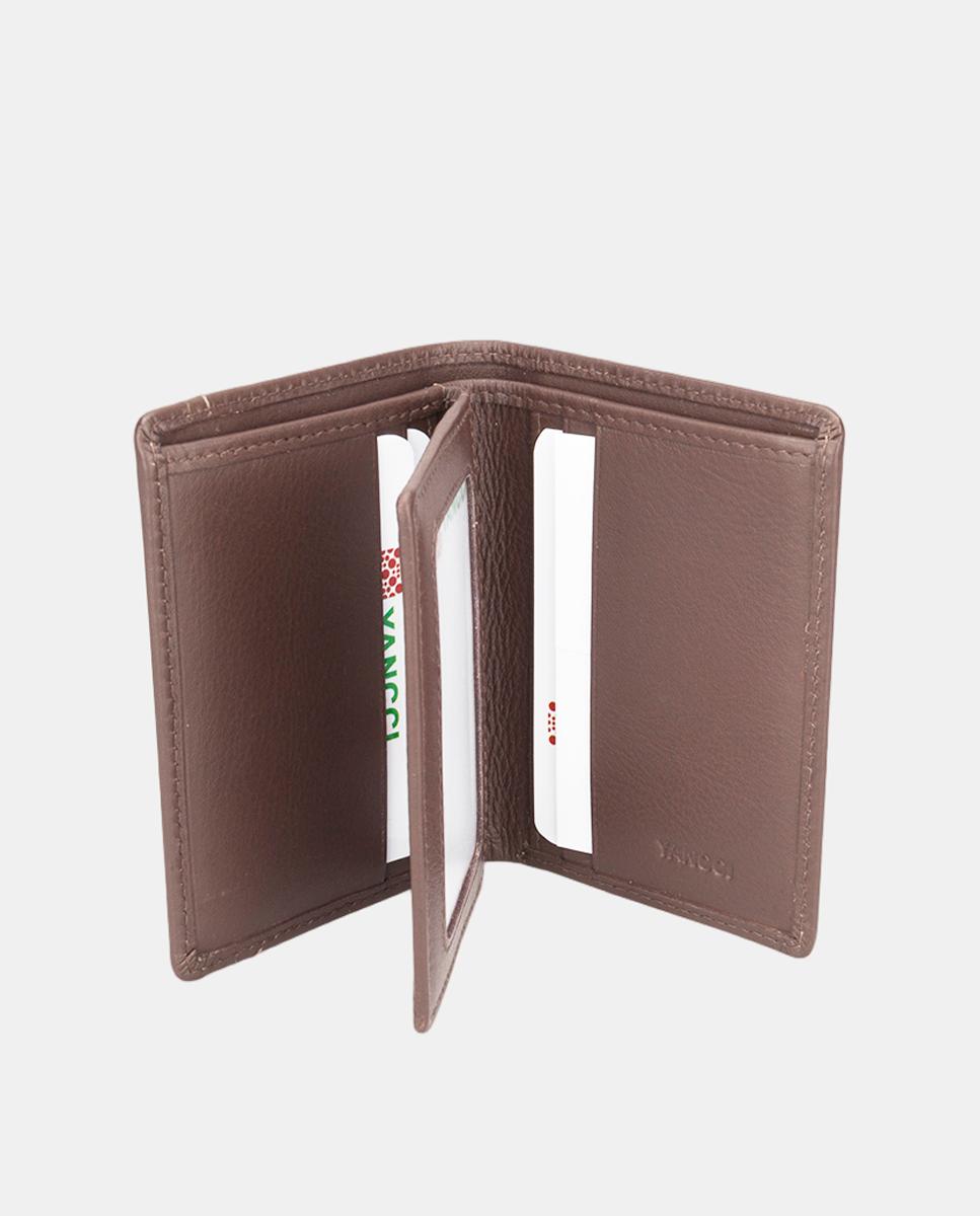 Imagen 2 de Cartera vertical de hombre en piel lavada, con logo grabado arriba a la derecha - Yancci - Marrón Marrón
