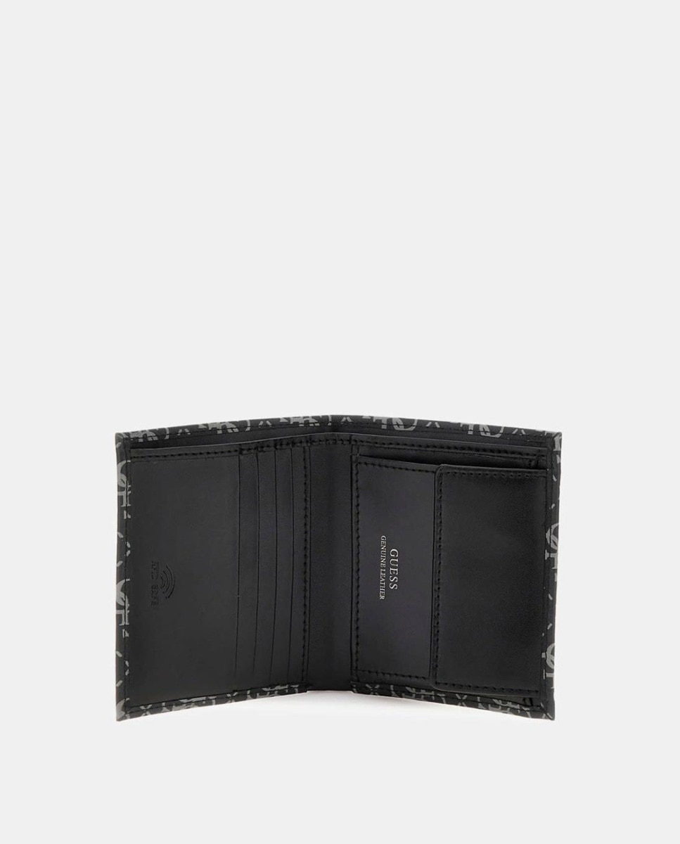 Carteira Dobrável Bifold Compacta com Abertura Clássica Cinzento-4