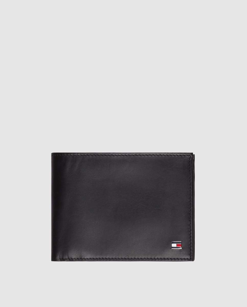 Carteira em pele com porta-moedas Preto-1