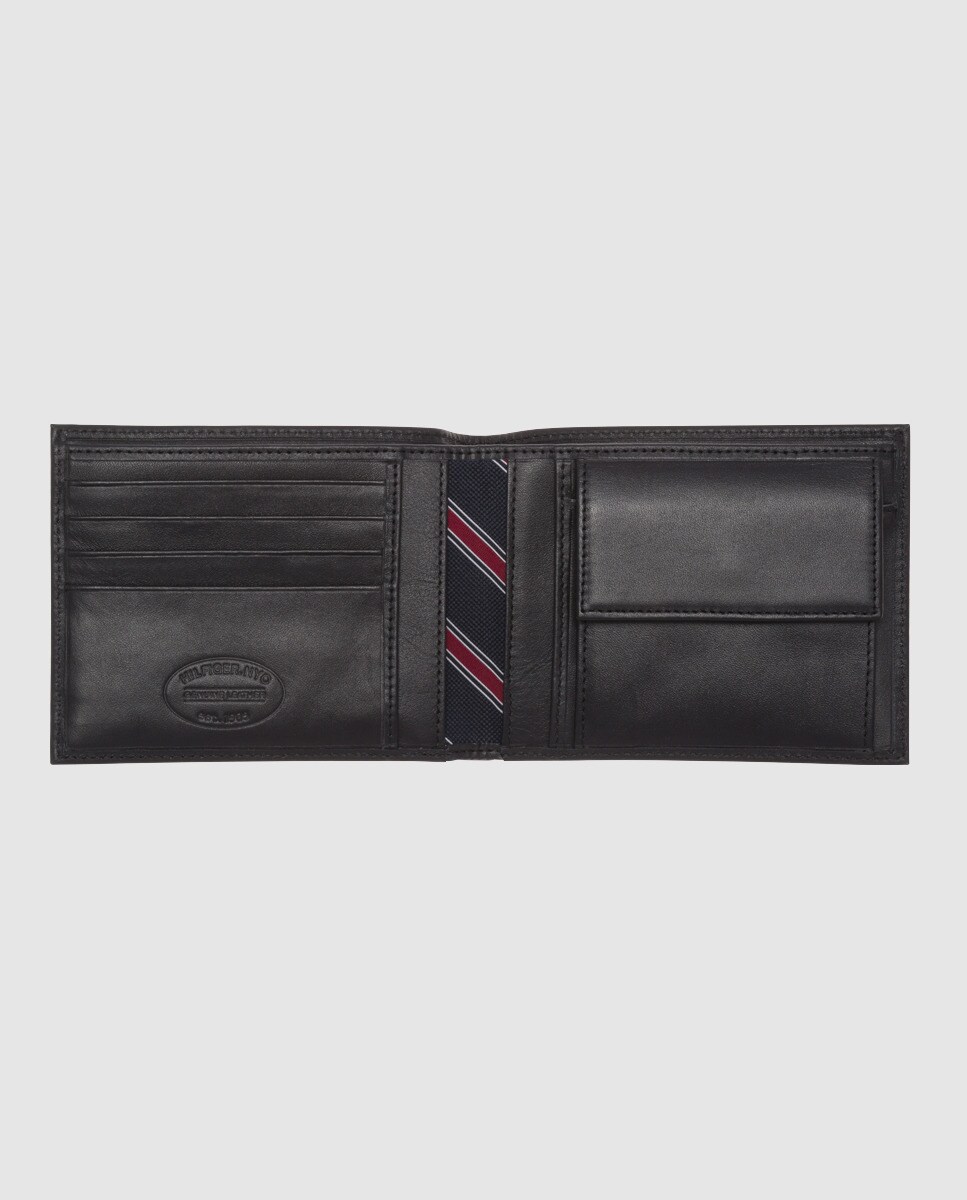 Carteira em pele com porta-moedas Preto-2