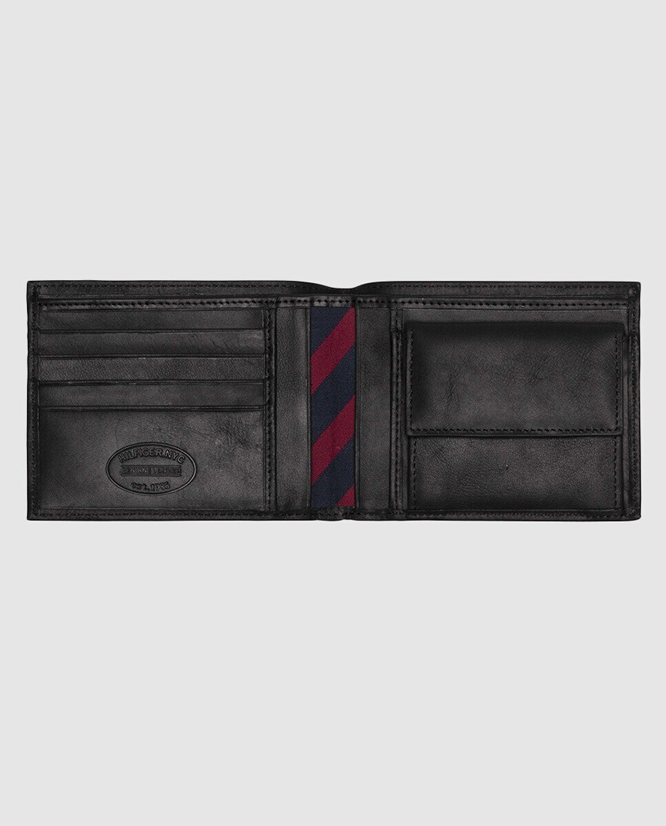 Carteira de homem em pele castanha com porta-moedas Preto-2
