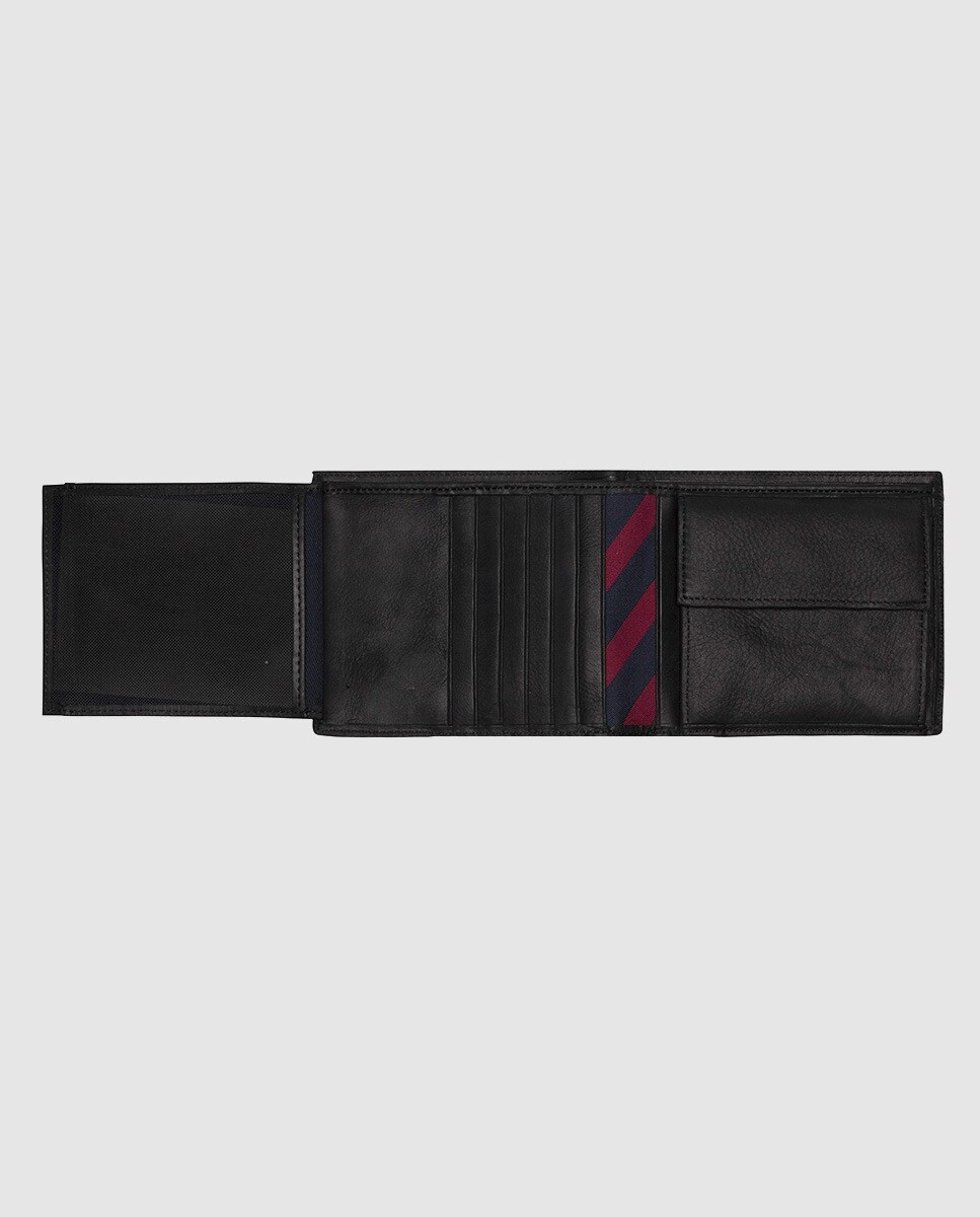Carteira grande de homem em pele preta com porta-moedas Preto-3