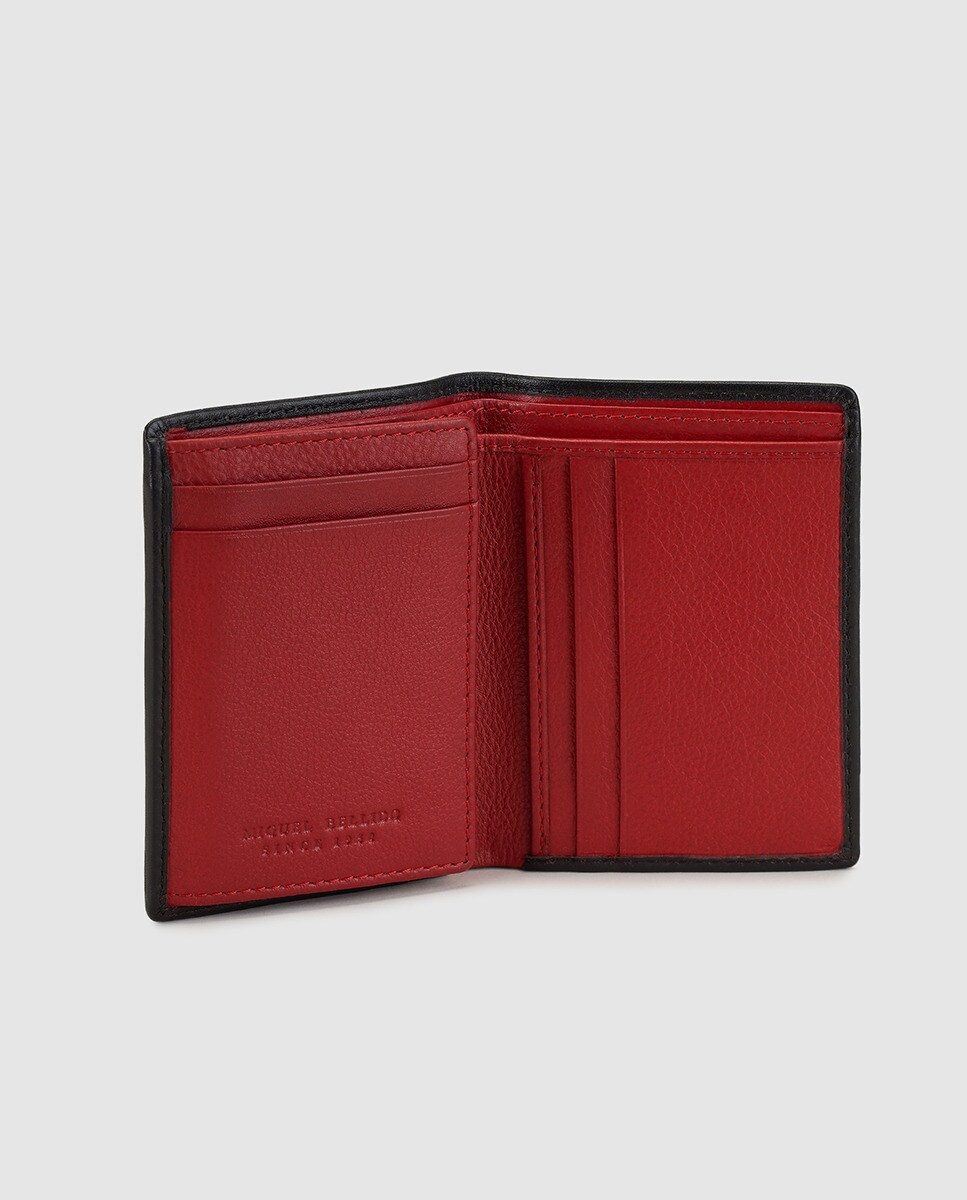 Carteira de homem tipo americano em pele bicolor preta e azul Preto-3