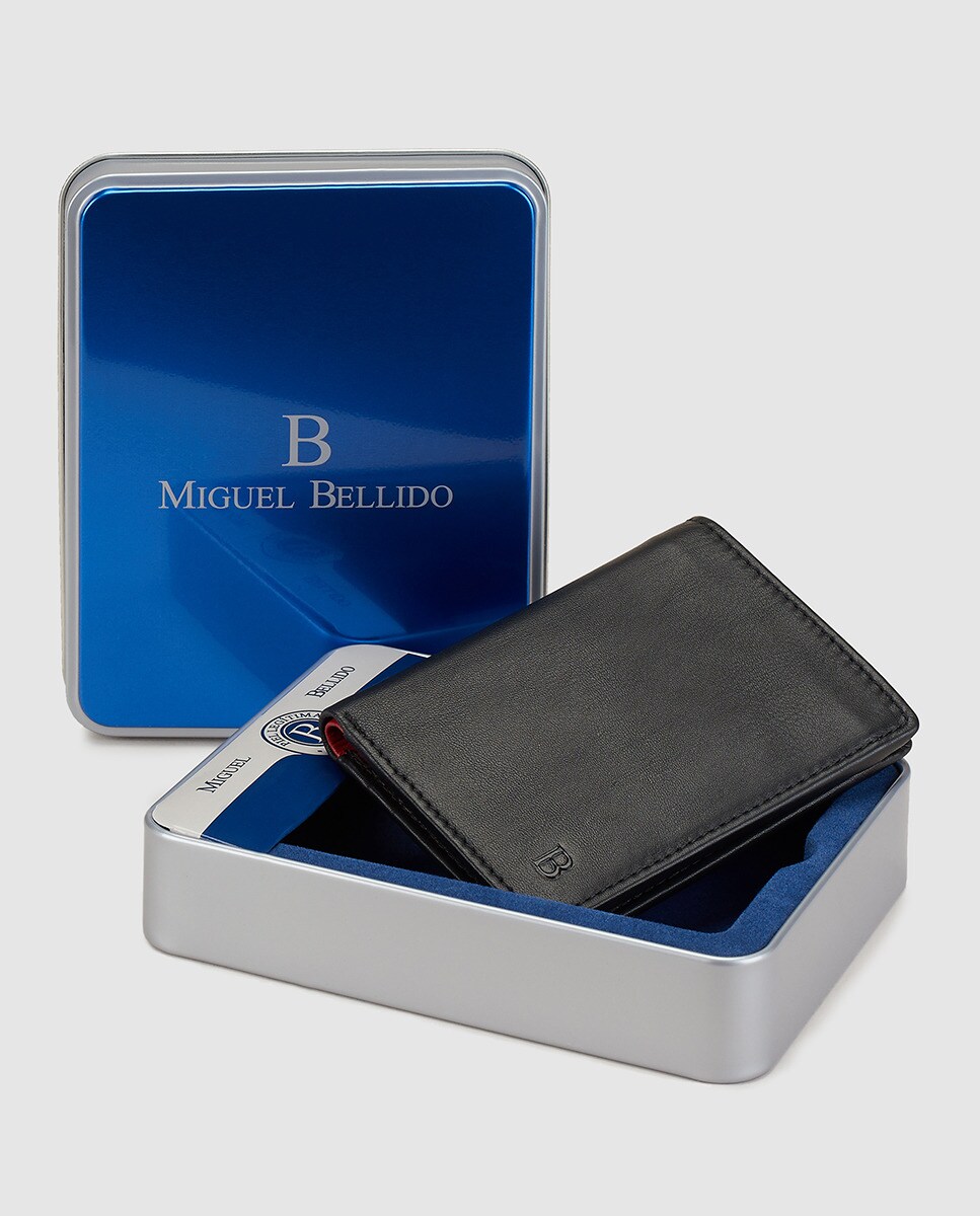 Carteira de homem tipo americano em pele bicolor preta e azul Preto-4