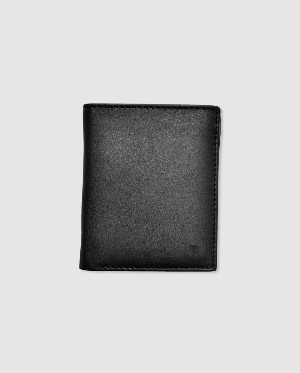 Carteira de homem tipo americano em pele bicolor preta e vermelha Preto-1