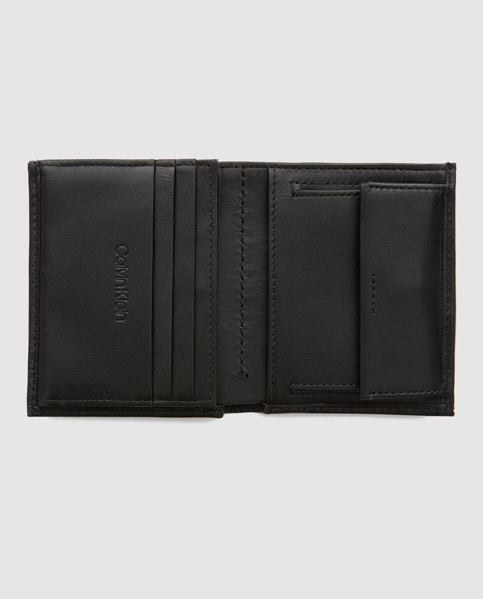 Carteira vertical de homem Calvin Klein em pele lisa preta com porta-moedas Preto-3