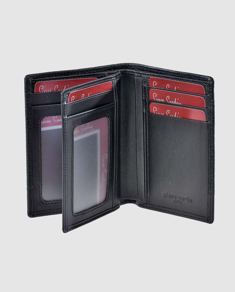 Carteira vertical de homem Pierre Cardin em pele camel Preto-3