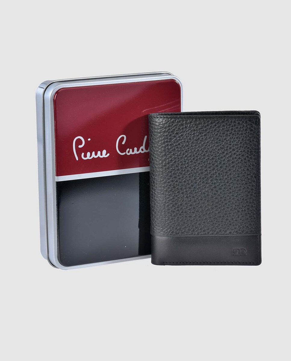 Carteira vertical de homem Pierre Cardin em pele camel Preto-4