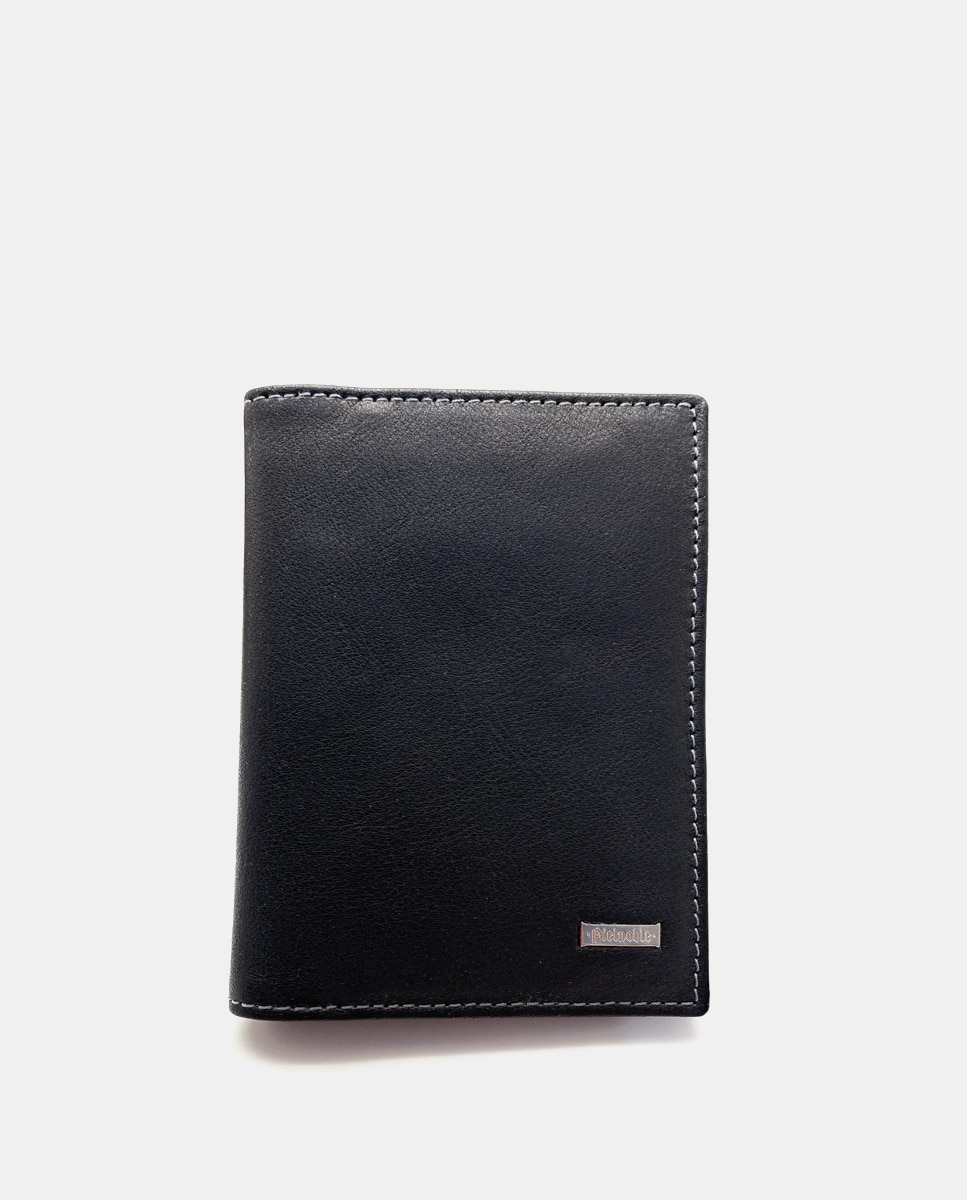 Carteira para Dez Cartões em Pele - Preto Preto-2