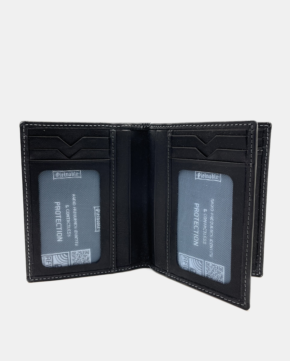 Carteira para Dez Cartões em Pele - Preto Preto-3
