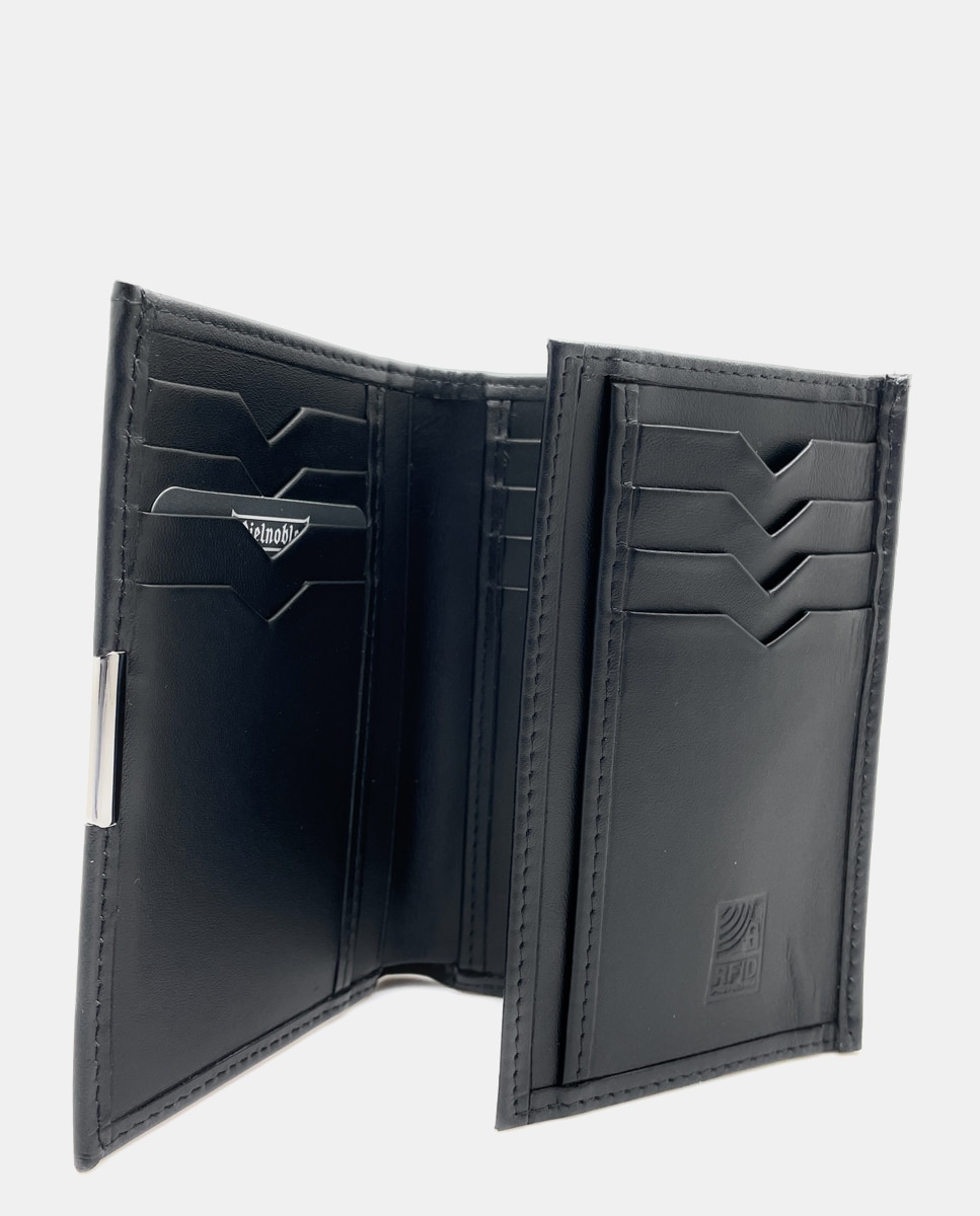 Carteira para Dez Cartões em Pele - Preto Preto-3