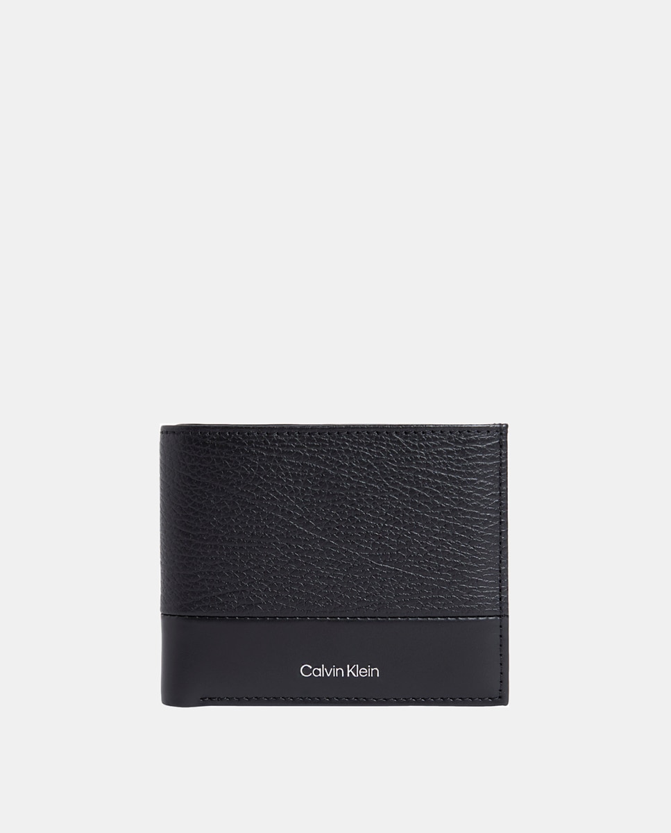 Carteira em Pele Bifold com Porta-Moedas com Logótipo Preto-1