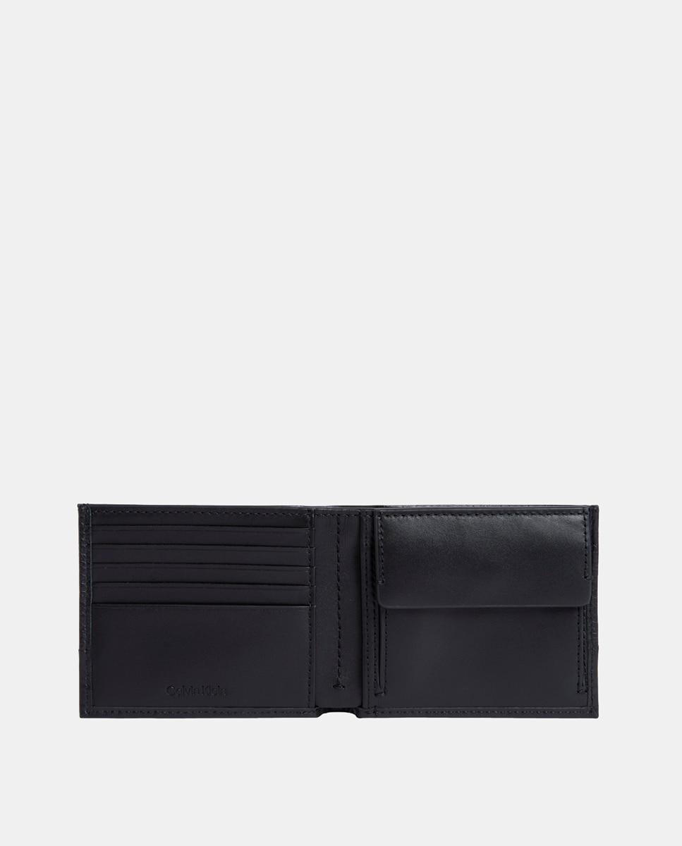 Carteira em Pele Bifold com Porta-Moedas com Logótipo Preto-2