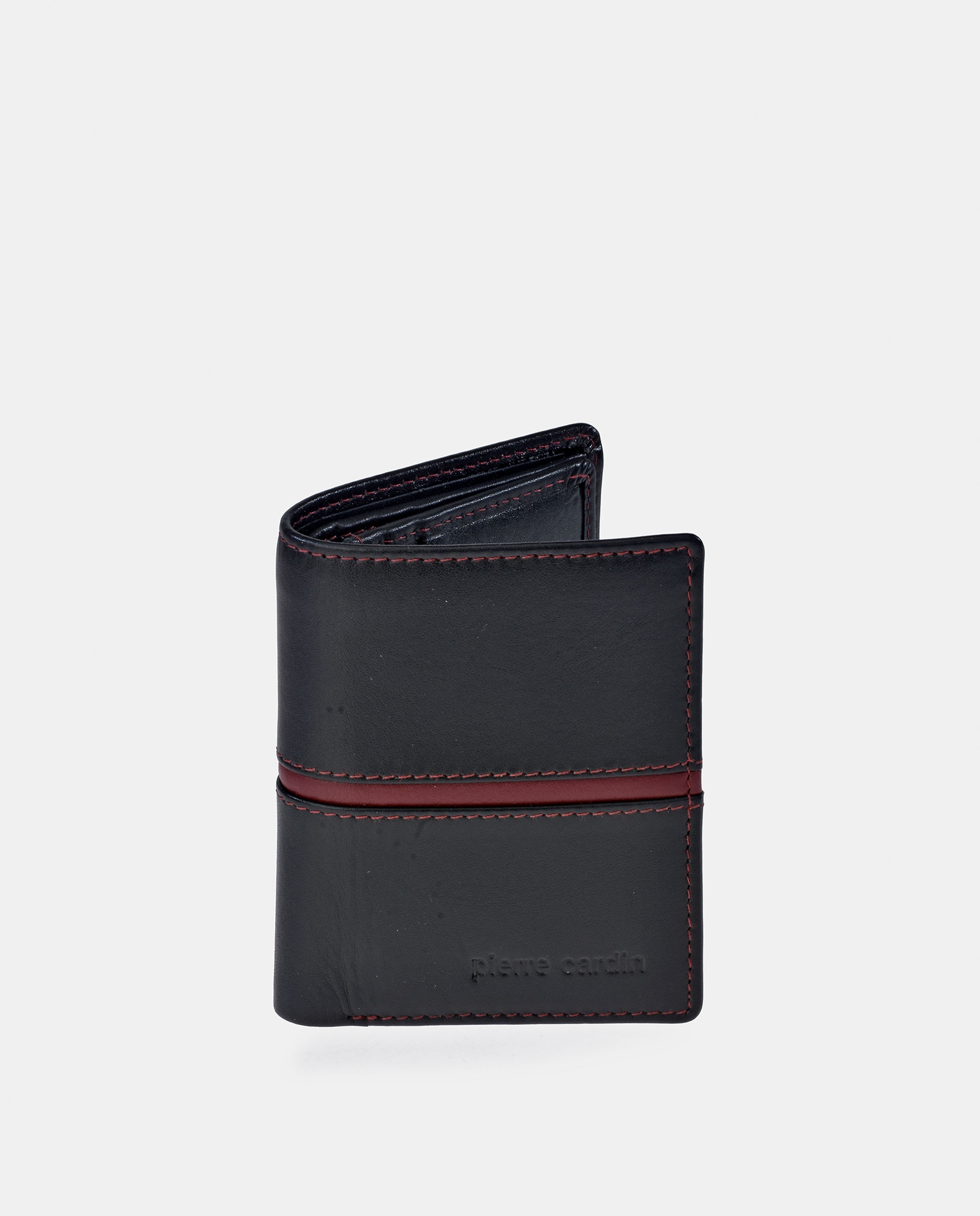 Cartera Pierre Cardin compacta en piel color negro/burdeos para hombre - Negro Negro-1