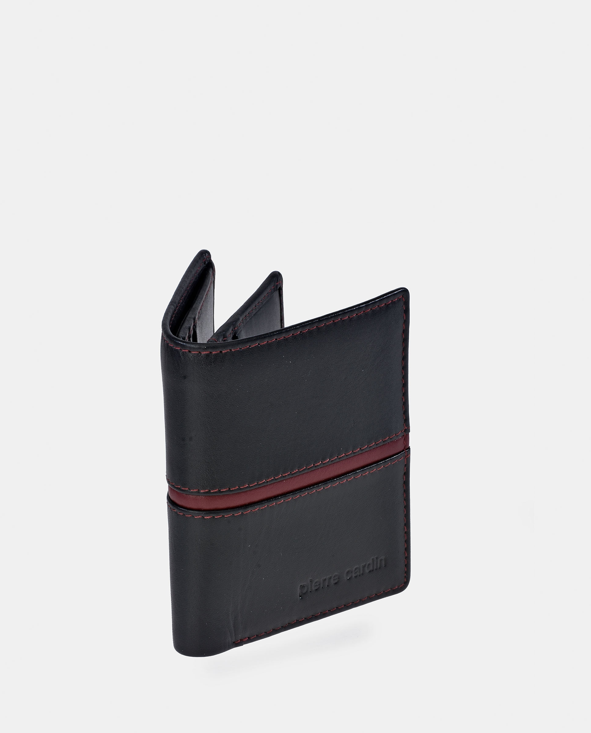 Cartera Pierre Cardin compacta en piel color negro/burdeos para hombre - Negro Negro-2