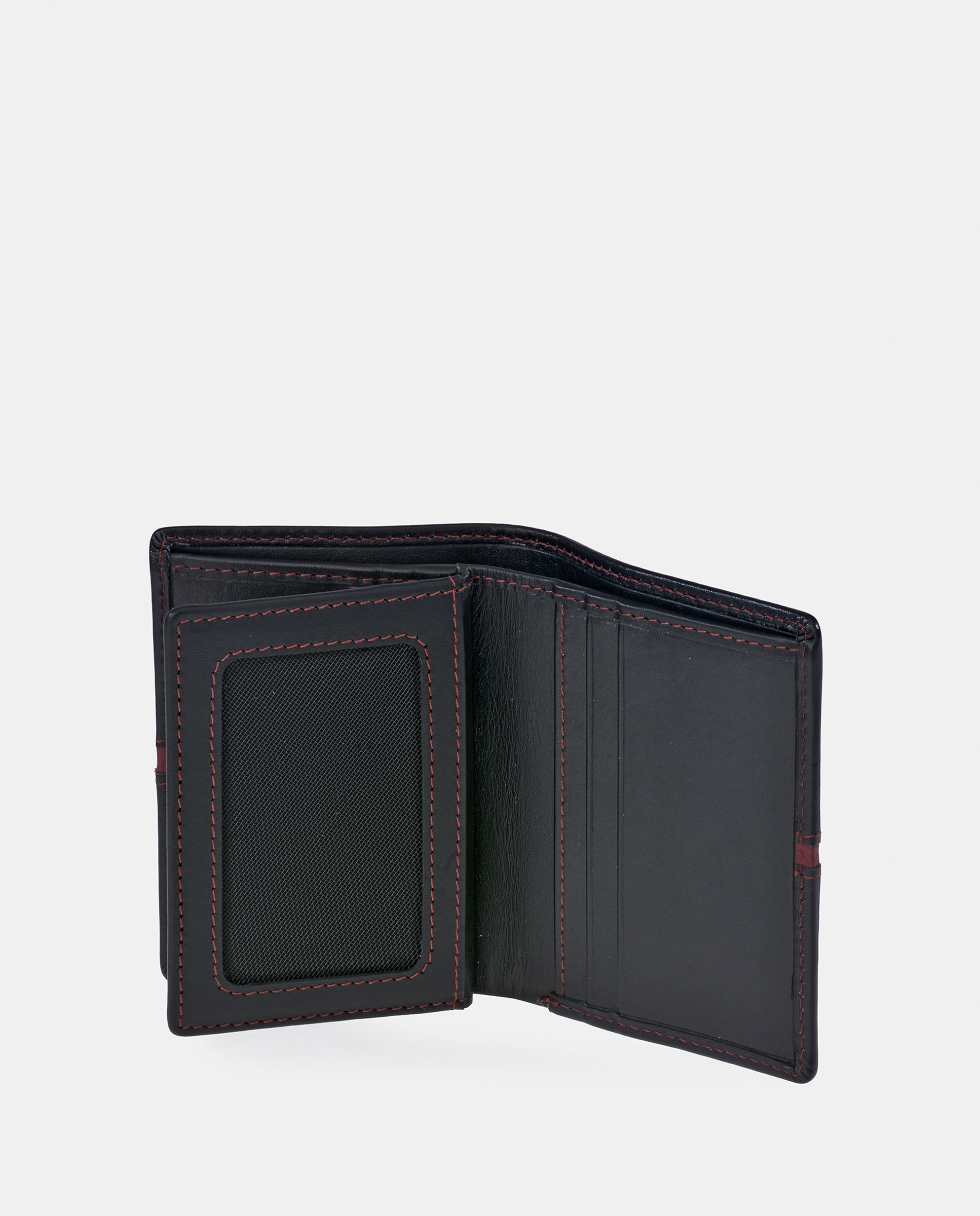 Cartera Pierre Cardin compacta en piel color negro/burdeos para hombre - Negro Negro-3