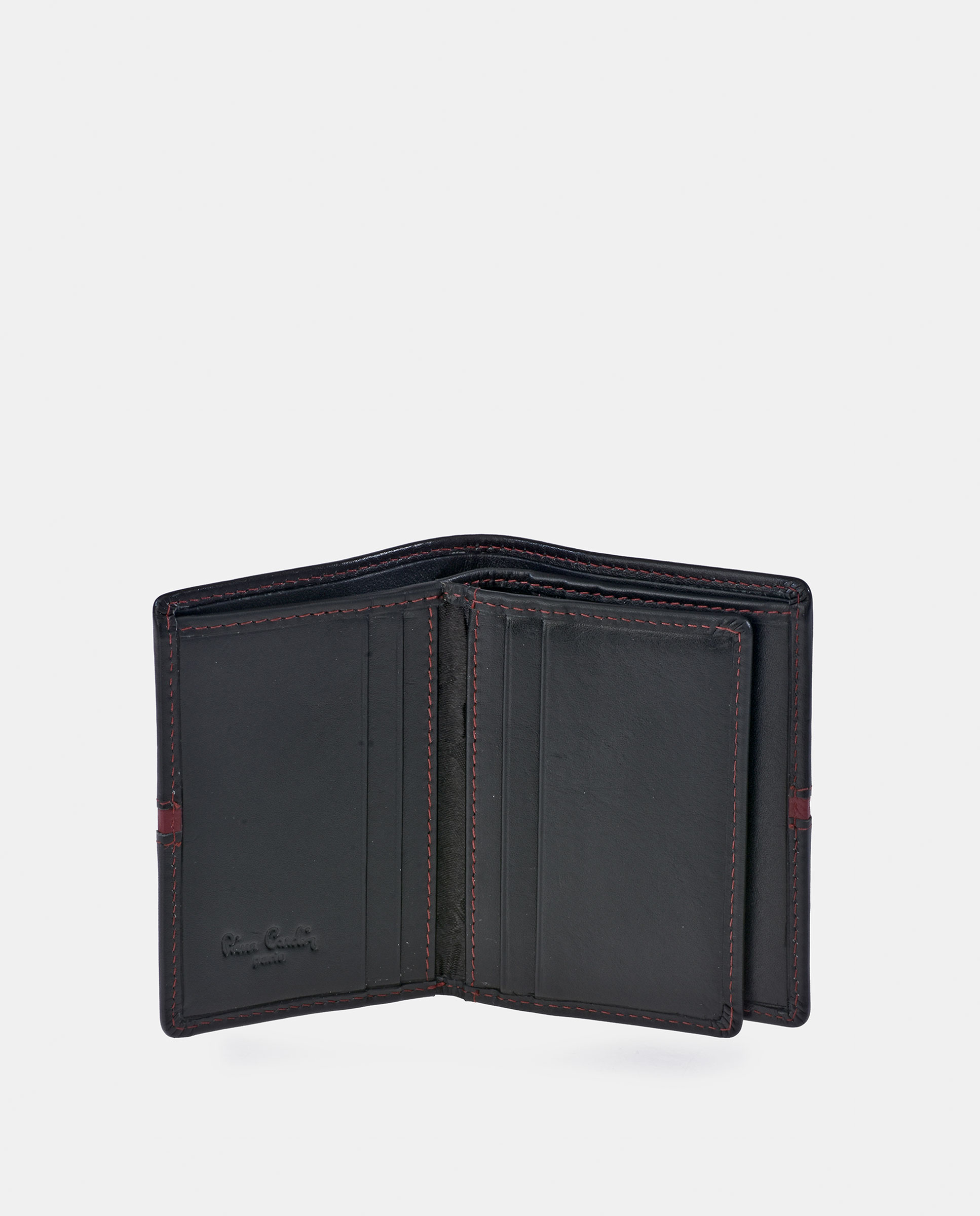 Cartera Pierre Cardin compacta en piel color negro/burdeos para hombre - Negro Negro-4