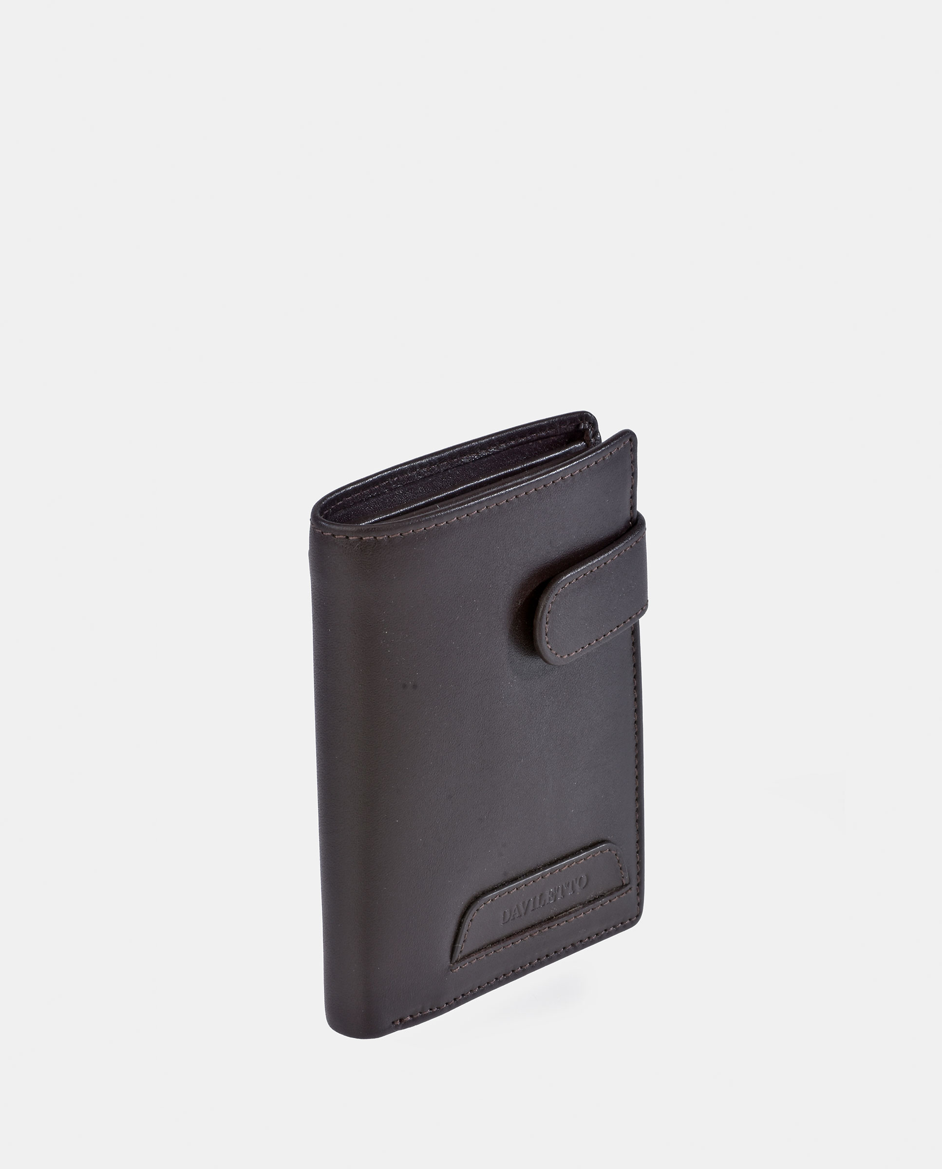 Carteira em Pele com Porta-Moedas Exterior - Preto Castanho-2