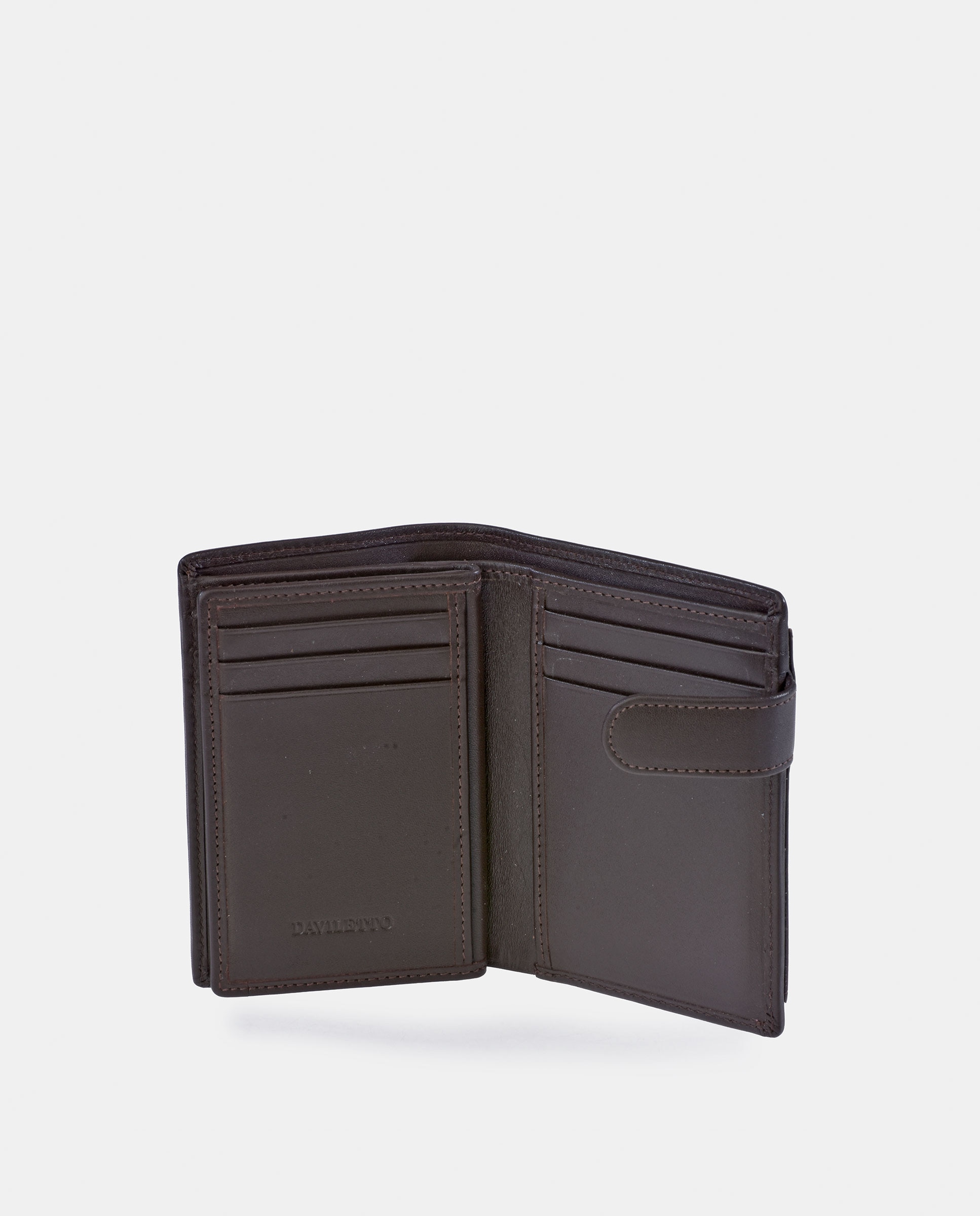 Carteira em Pele com Porta-Moedas Exterior - Preto Castanho-4