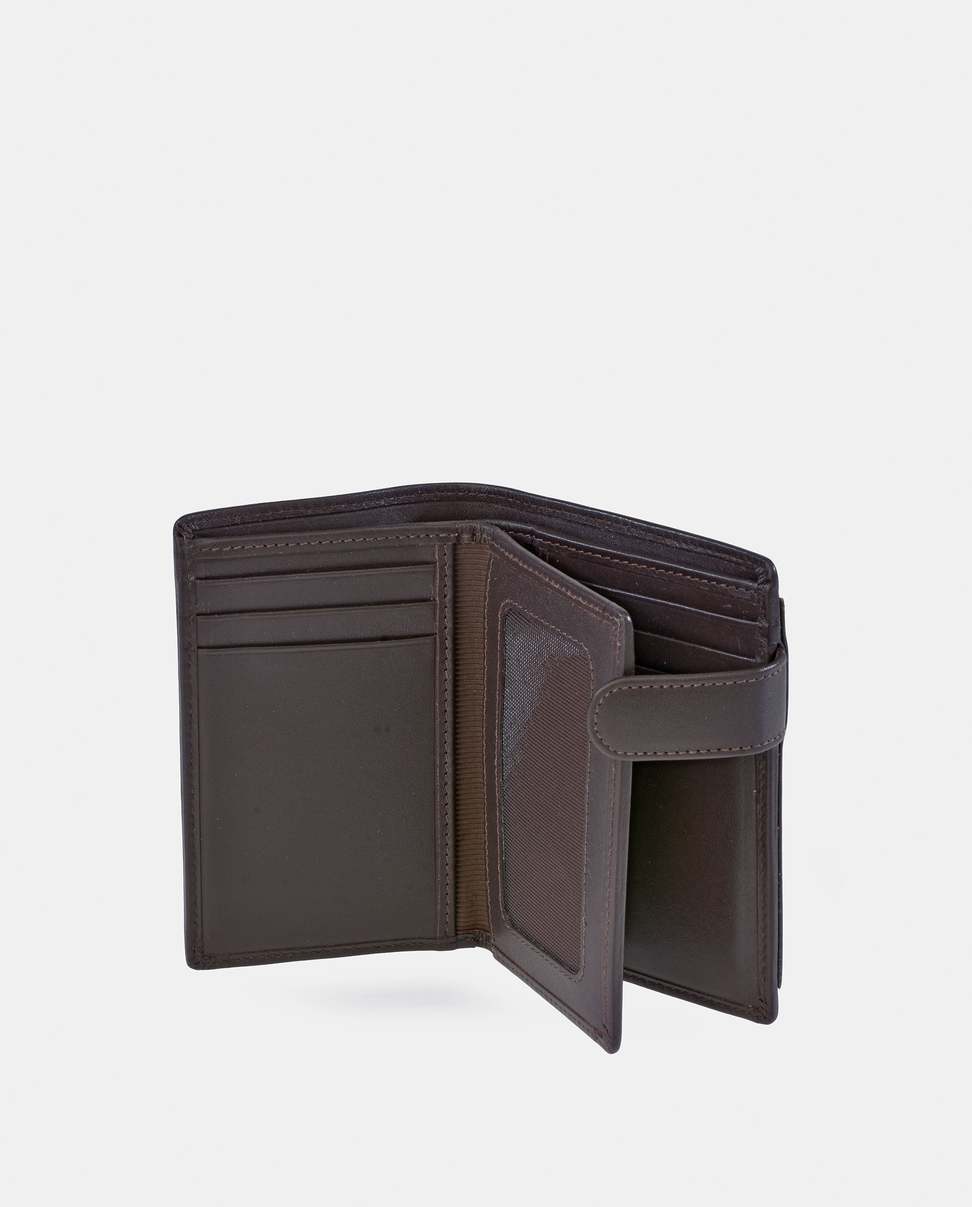 Carteira em Pele com Porta-Moedas Exterior - Preto Castanho-5