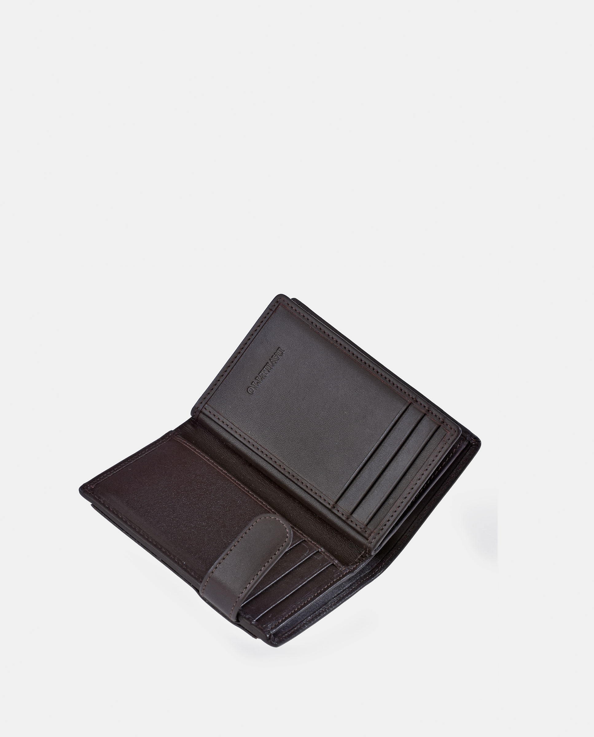 Carteira em Pele com Porta-Moedas Exterior - Preto Castanho-6